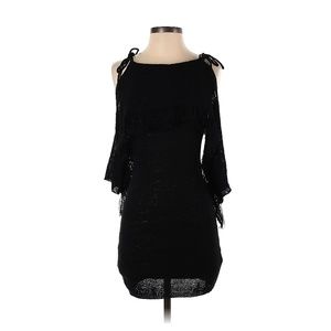 Somedays Lovin Black Knit Cold Shoulder Ties SL1621i Crochet Dress Size XS
